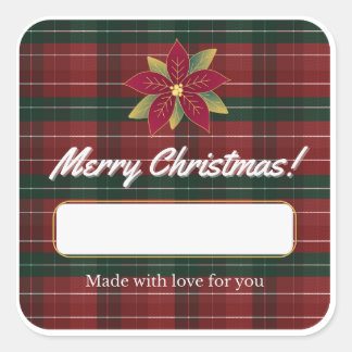 Carré Classic Christmas Plaid Label Sticker