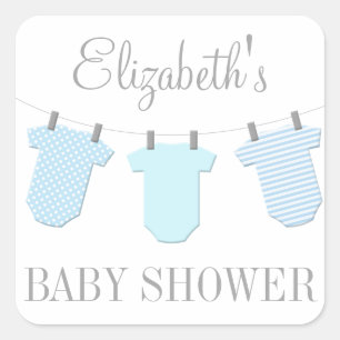 Carré Clothesline Baby Blues Sticker Baby shower garçon