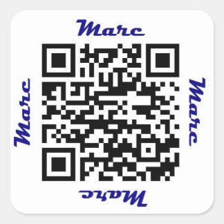 Carré Code QR Marc Sticker de NOM personnalisé