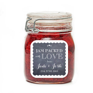Carré Coeurs Chalkboard Mariage Favor Jam Jar Sticker