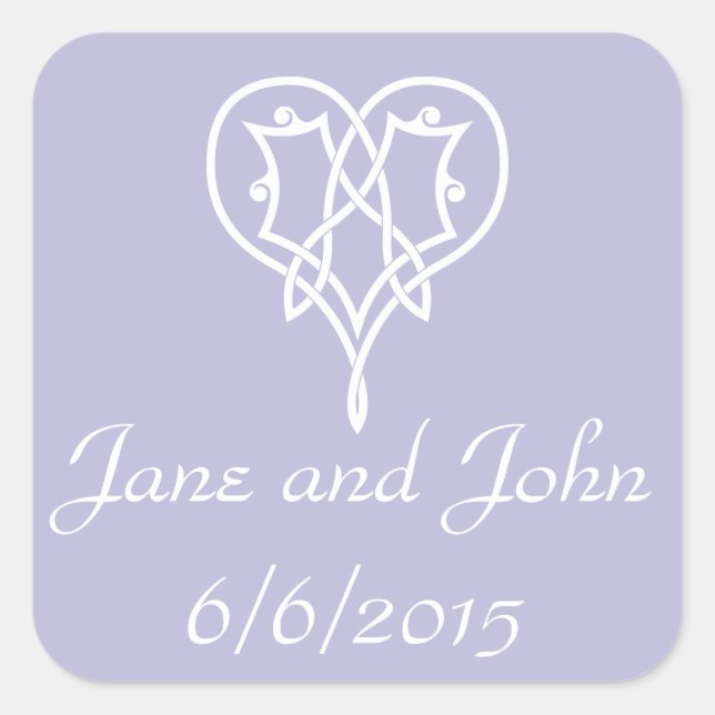 Carré Coeurs de tissage celtique en Sticker Lavender (Devant)