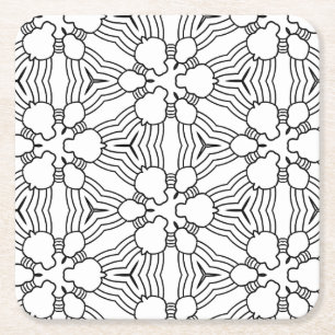 Carré coloriez-moi dessous de verre de doodle abstrait