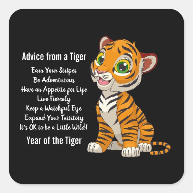 Carré Conseil d'un Sticker Design Tiger (Devant)