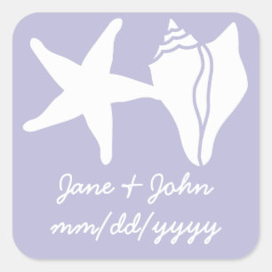 Carré Coquillages d'été en Sticker Lavender