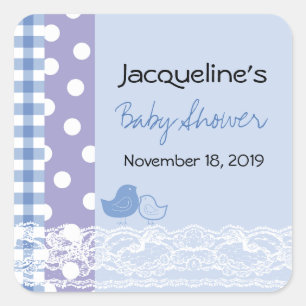 Carré Country Chic Birds Lace Boy Sticker Baby shower