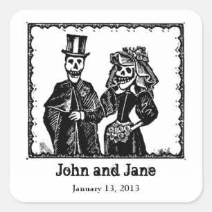 Carré Couple de squelette - Sticker de balise (Personnal