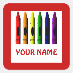 Carré Crayons Nom Modèle Crayon Sticker rouge