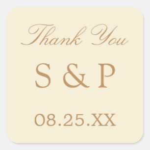 Carré Crème Beige Mariage Favoriser Merci Sticker