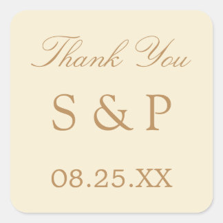Carré Crème Beige Mariage Favoriser Merci Sticker