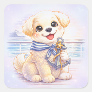Carré Cruise Puppy Anchor Die-Cut Sticker