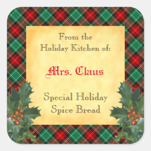 Carré Cuisine de vacances de Holly Plaid Baking Sticker