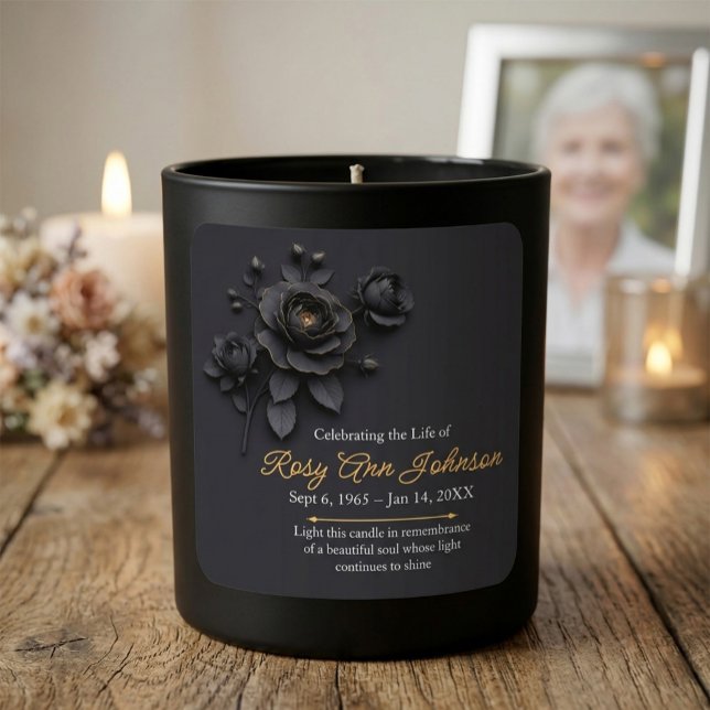 Carré Custom Black Rose Remembrance Candle Sticker (Créateur téléchargé)