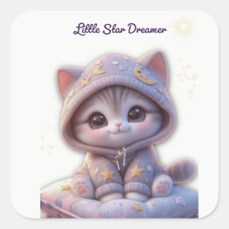 Carré Cute Cosmic Cat Sticker