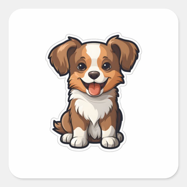 Carré Cute Dog Sticker 3 (Devant)