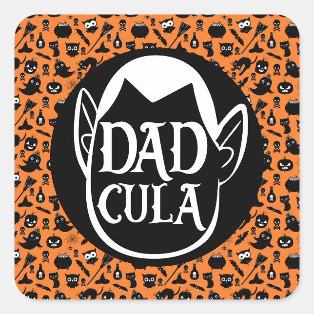 Carré Dadcula...Fun Halloween citation Sticker (Devant)