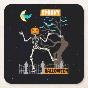 Carré Dancing Skeleton Halloween Dessous de verre en pap