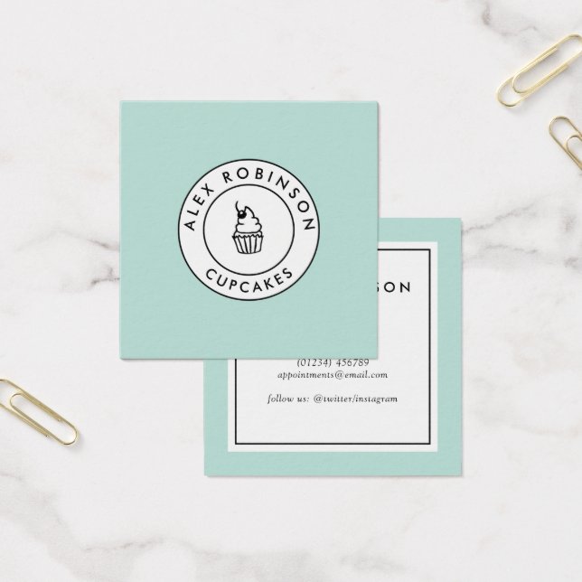 Carré de cupcakes bleu rétro moderne (Bureau)