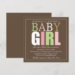 Carré de la petite fille  Invitation Baby shower