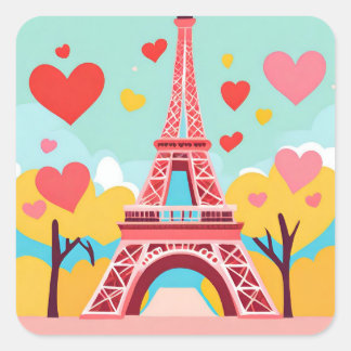 Carré De Paris avec Sticker Tour Eiffel Love