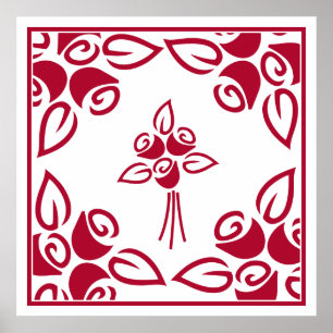 Carré de roses rouges Motif Art mural encadré