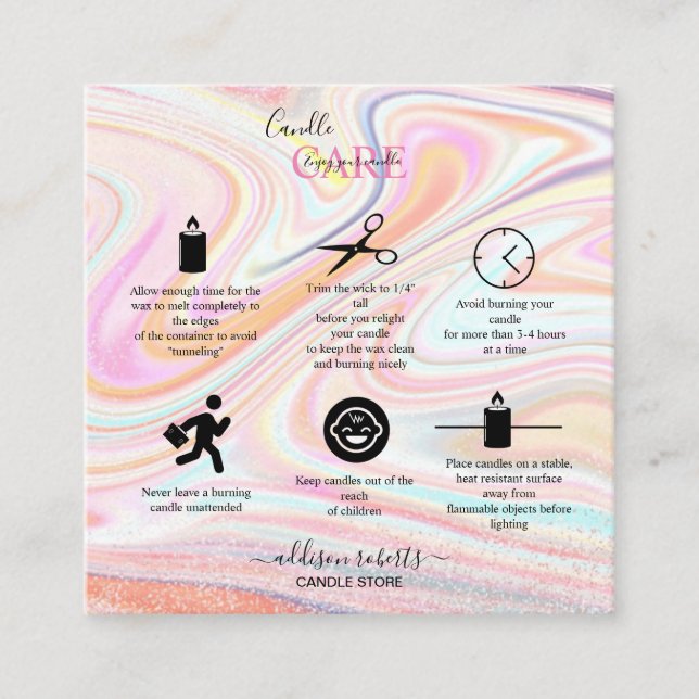 Carré de soins aux bougies rose esthétique Carte d (Devant)