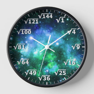 Carré d'espace bleu vert horloge - horloge mathéma