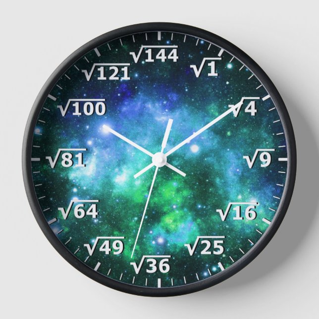 Carré d'espace bleu vert horloge - horloge mathéma (Recto)