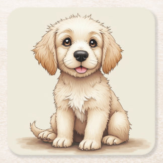 Carré dessous de verre à chiots (Golden Retriever)
