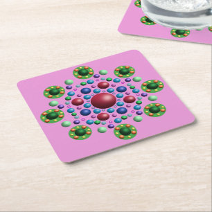 Carré Dessous de verre Abstrait à fleurs Mandala