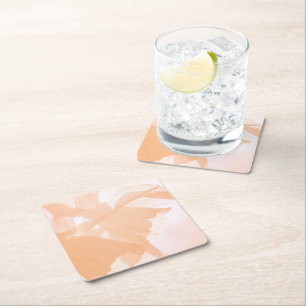 Carré Dessous de verre Abstrait de papier floral Peach F