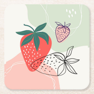 Carré Dessous de verre Abstraits aux fraises