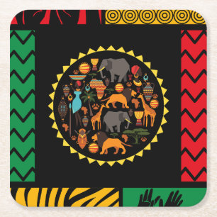Carré Dessous de verre africains sur le papier