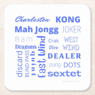 Carré Dessous de verre américain Mah Jongg en bleu