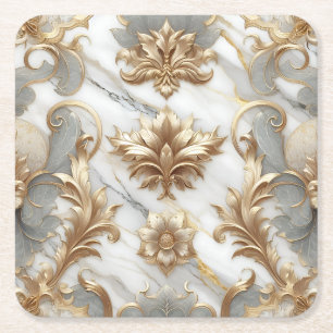 Carré Dessous de verre baroques d'or et de marbre
