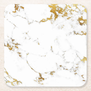 Carré Dessous de verre Carrés Abstraits en marbre blanc 