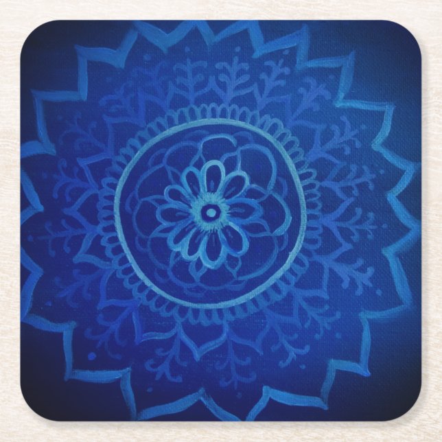 Carré Dessous de verre Carrés personnalisés Blue Mandala (Devant)