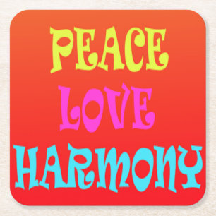 Carré Dessous de verre Carrés Retro Peace Love Harmony