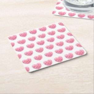 Carré Dessous de verre Coeurs roses