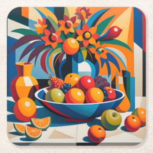 Carré Dessous de verre Cubism Fruit Bowl Flowl Set
