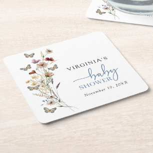 Carré Dessous de verre de Baby shower Fleur sauvage Boho
