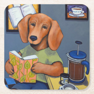 Carré dessous de verre de café Dachshund