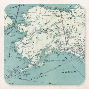 Carré Dessous de verre de carte côtière de l'Alaska