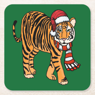 Carré Dessous de verre de chats de Noël Tiger