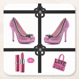 Carré Dessous de verre de chaussures roses