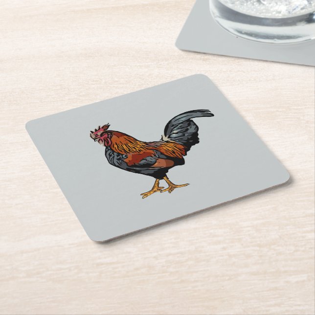 Carré Dessous de verre de coq gris (Incliné)
