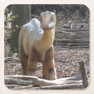 Carré Dessous de verre de dinosaures beige