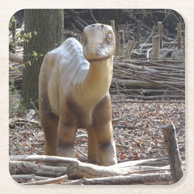 Carré Dessous de verre de dinosaures beige (Devant)