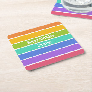 Carré Dessous de verre de fête personnalisés Rainbow Col