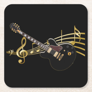 Carré Dessous de verre de la musique guitare noire