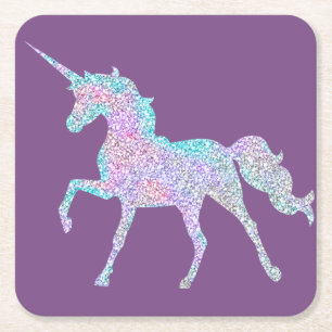 Carré Dessous de verre de l'Unicorne mauve